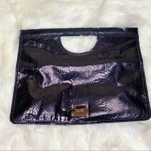 Nine West Clutch in Faux Snake Print in Black